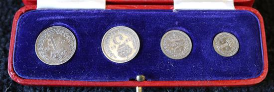 Cased set of Edwardian Maundy money